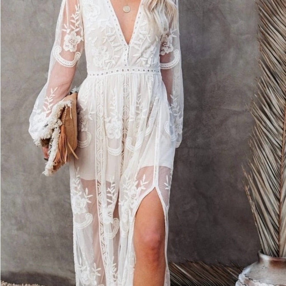 Bohemian Sheer Lace Maxi Dres